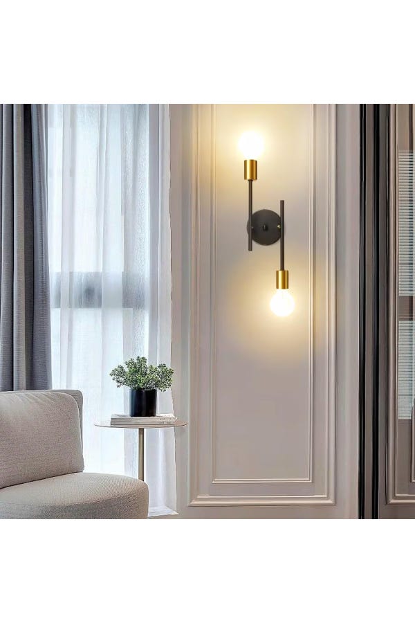 Metal Wall Lamp With Rust-Resistant Metal Coating, 15 X 15 X 30 Cm - Black Gold