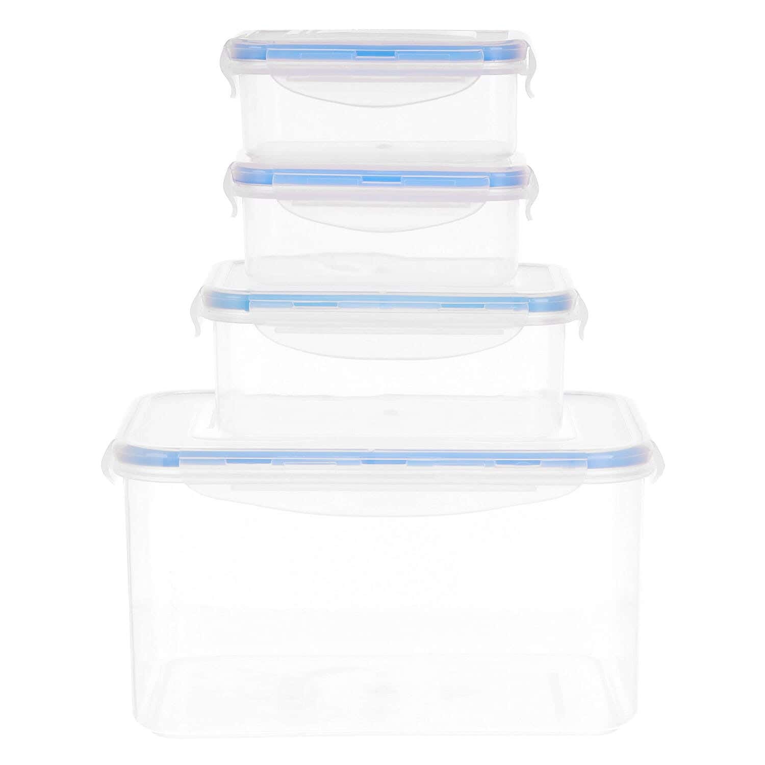Al-Qaed Plast Refrigerator Box Set with Clips Cover, 4 Pieces - Clear