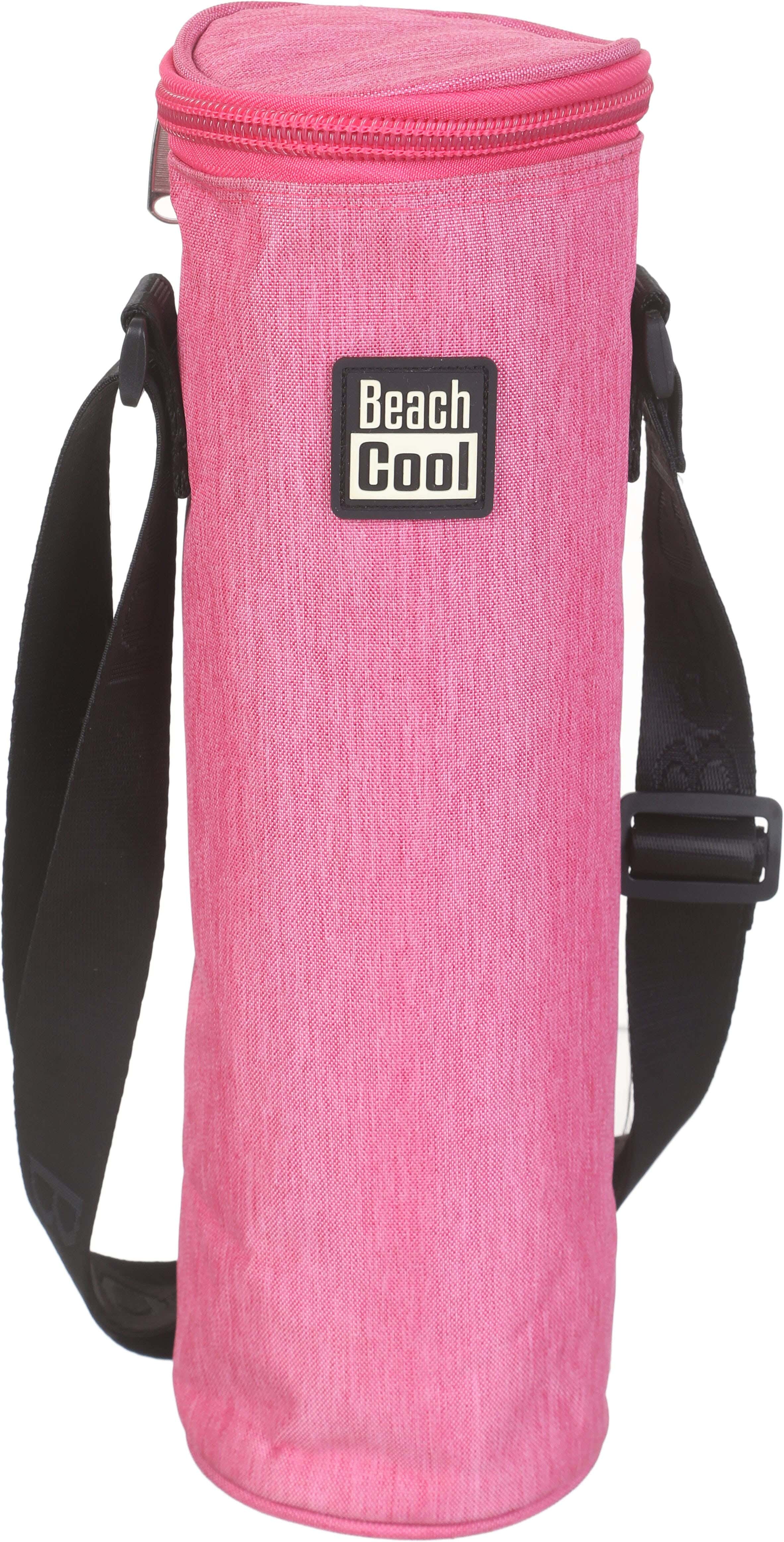 Beach Cool Linen Water Bottle Thermal Bag, 1.5 Liter, 1 Zipper - Pink