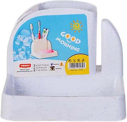 Winner Plast Soap dish with Toothbrush stand, 2×1, 11×10 cm - Light Grey