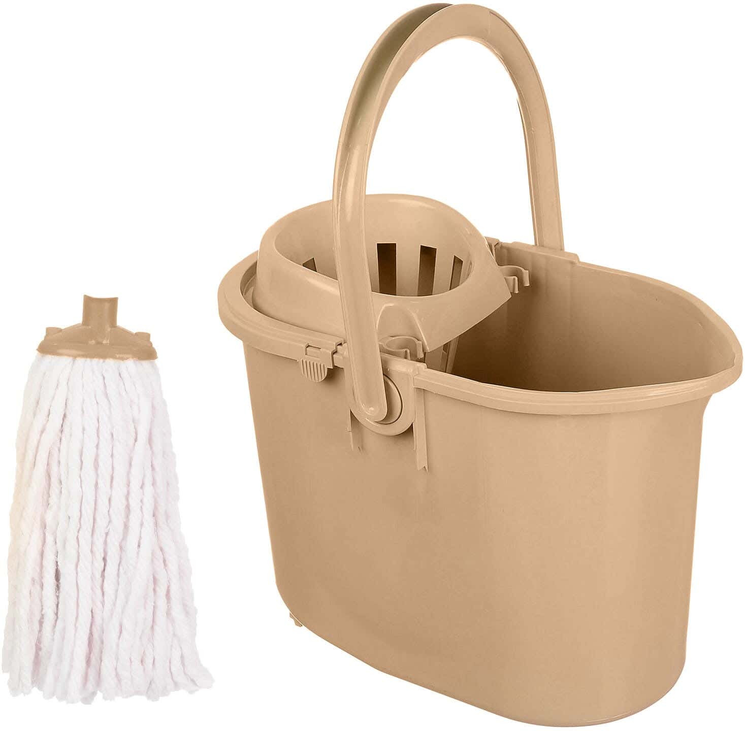Elite Cleaning Bucket with Squeeze, 15 Liter - Beige