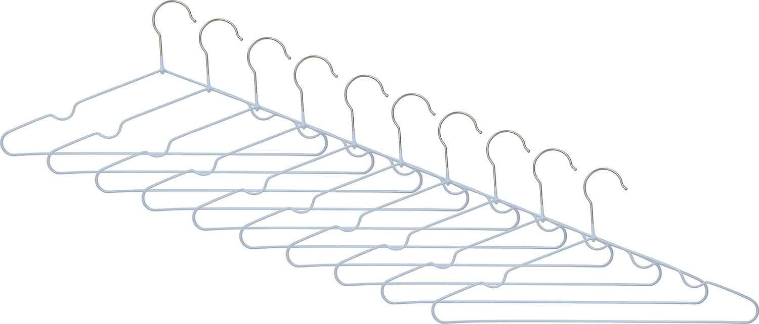 Stainless Steel Clothes Hanger Set, 10 Pieces, 40 cm - Light Blue
