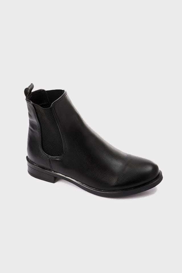Xo Style Women Flat Leather Ankle Boot, Size EU 38 - Black