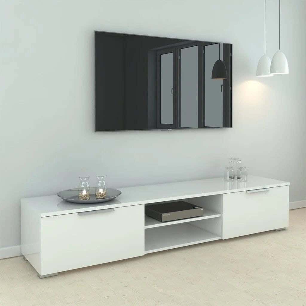 Wooden MDF TV Table,160×30×40 cm - White