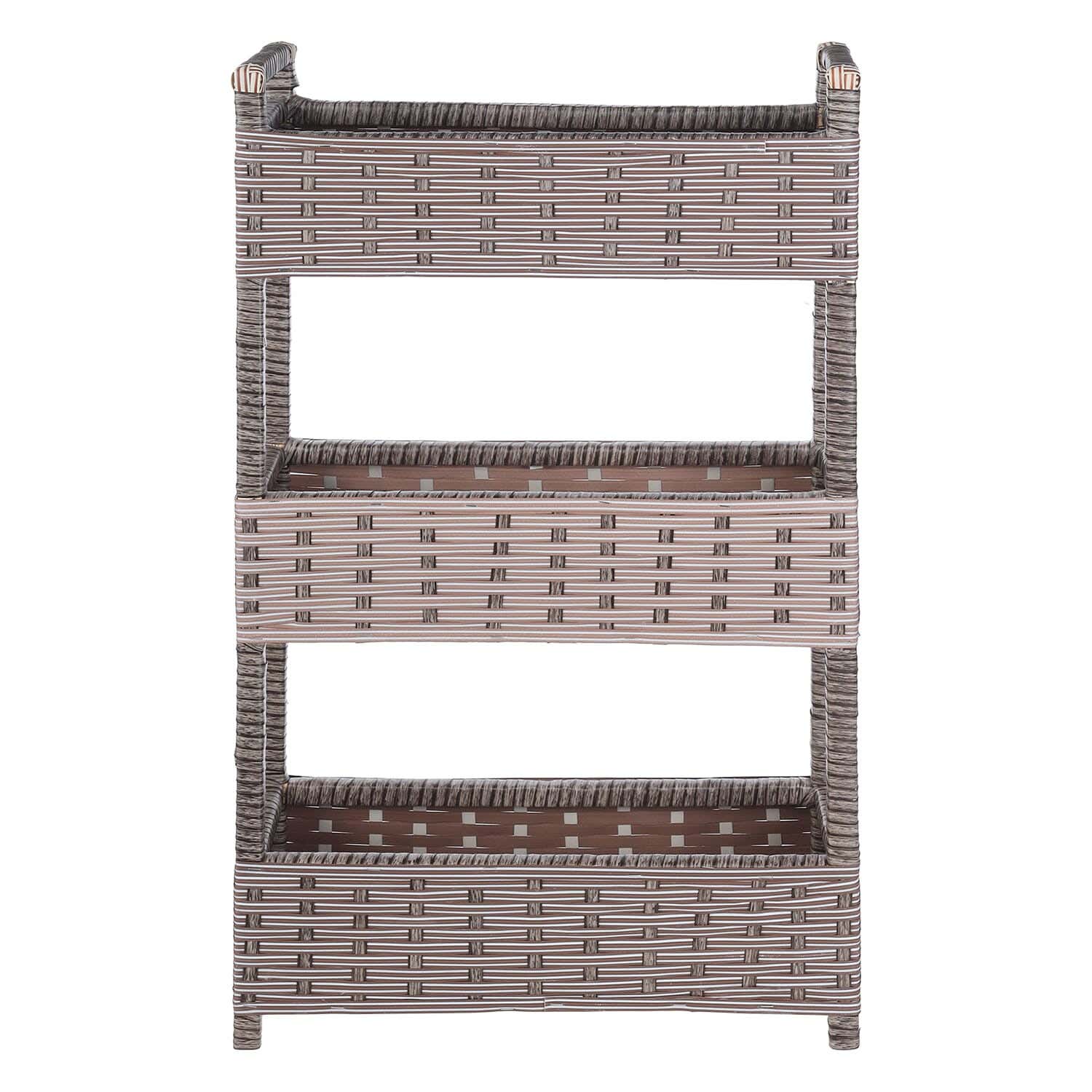Rattan Trolley Wooden Chassis, 3 Layers, 90×51×18 cm - Beige