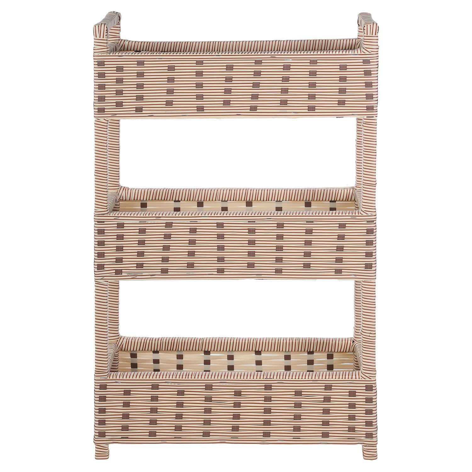 Rattan Trolley Wooden Chassis, 3 Layers, 90×51×18 cm - Beige