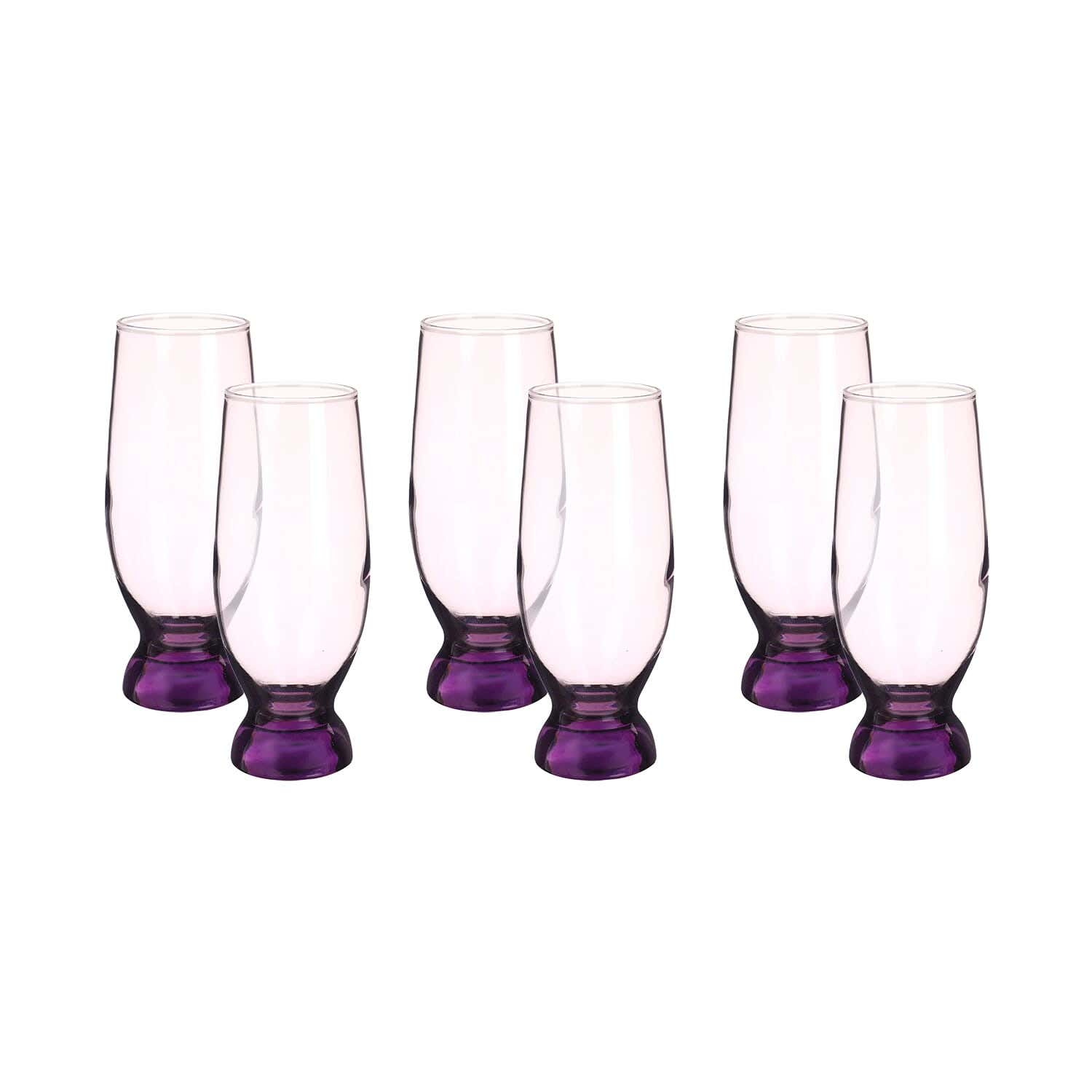 Pasabahce Glass Cups Set, 6 Pieces, 370 ml - Purple