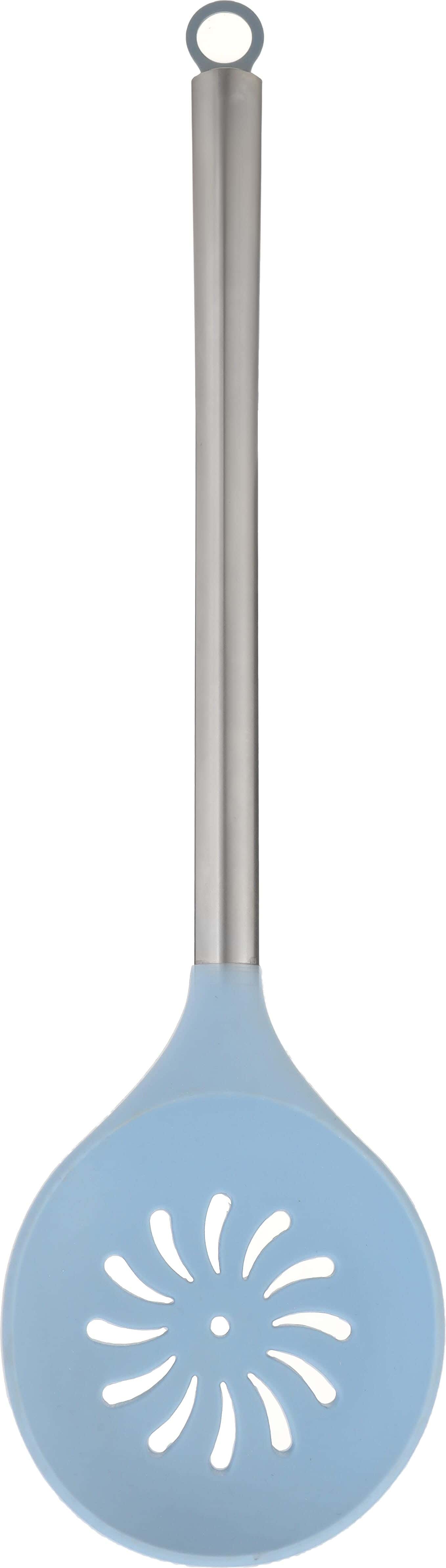 Silicone Spatula with Stainless Steel Handle, 35 cm - Silver Light Blue