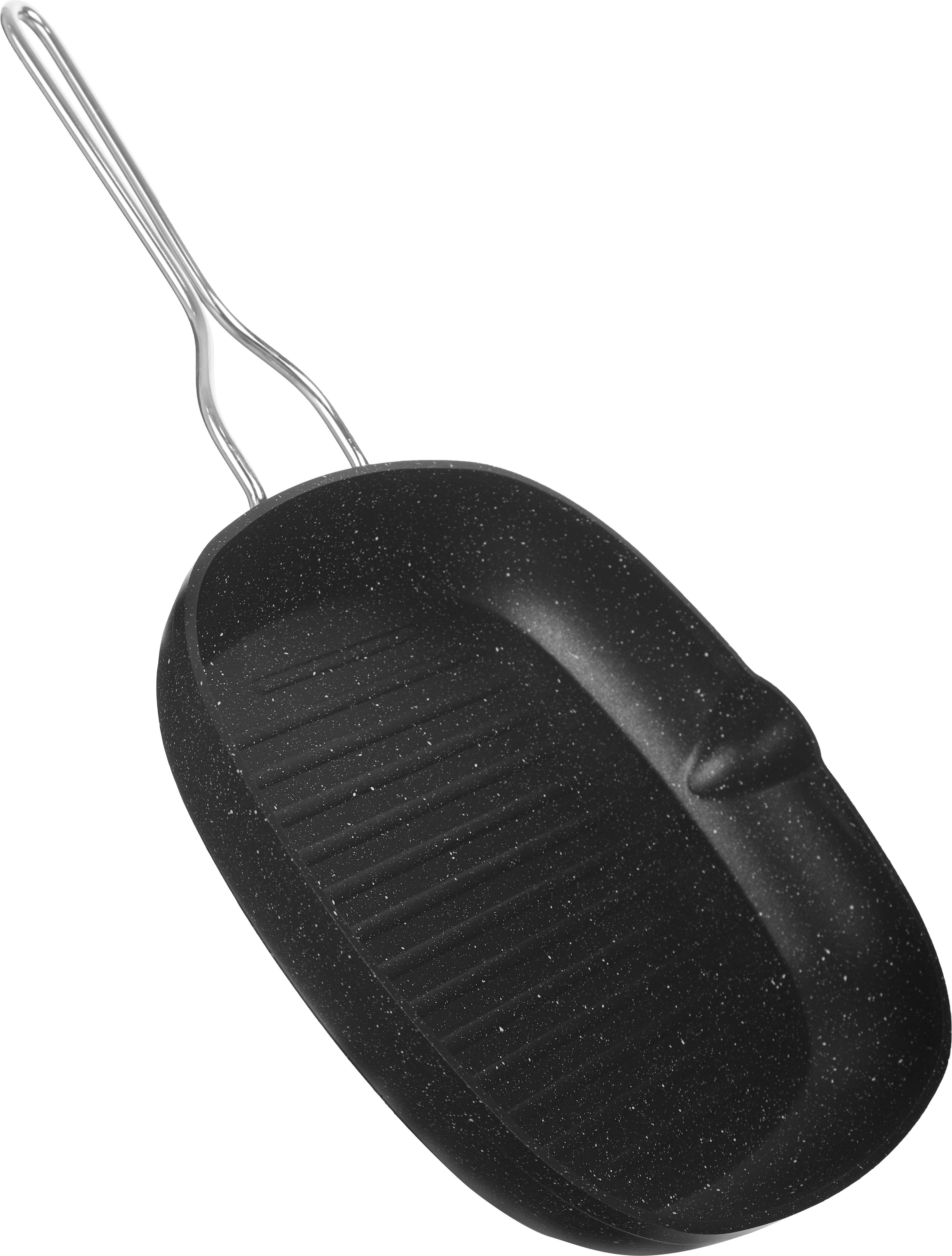 Vision Granite Grill with Stainless Steel Handle, 28 cm - Black