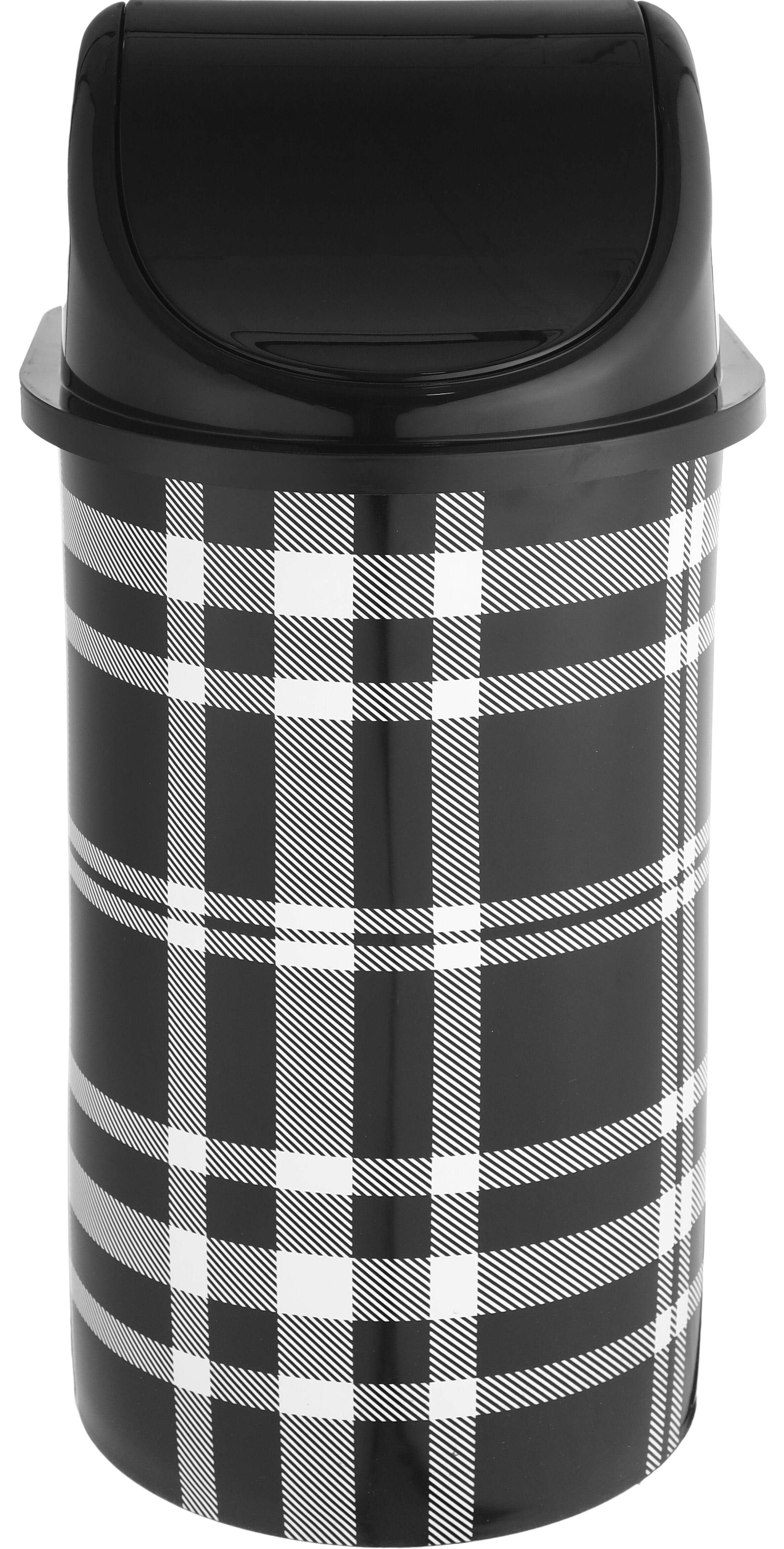 Al Wataneya Plastic Trash Bins Lid Movable Lid, 54.5×30.5×29 cm - Black White