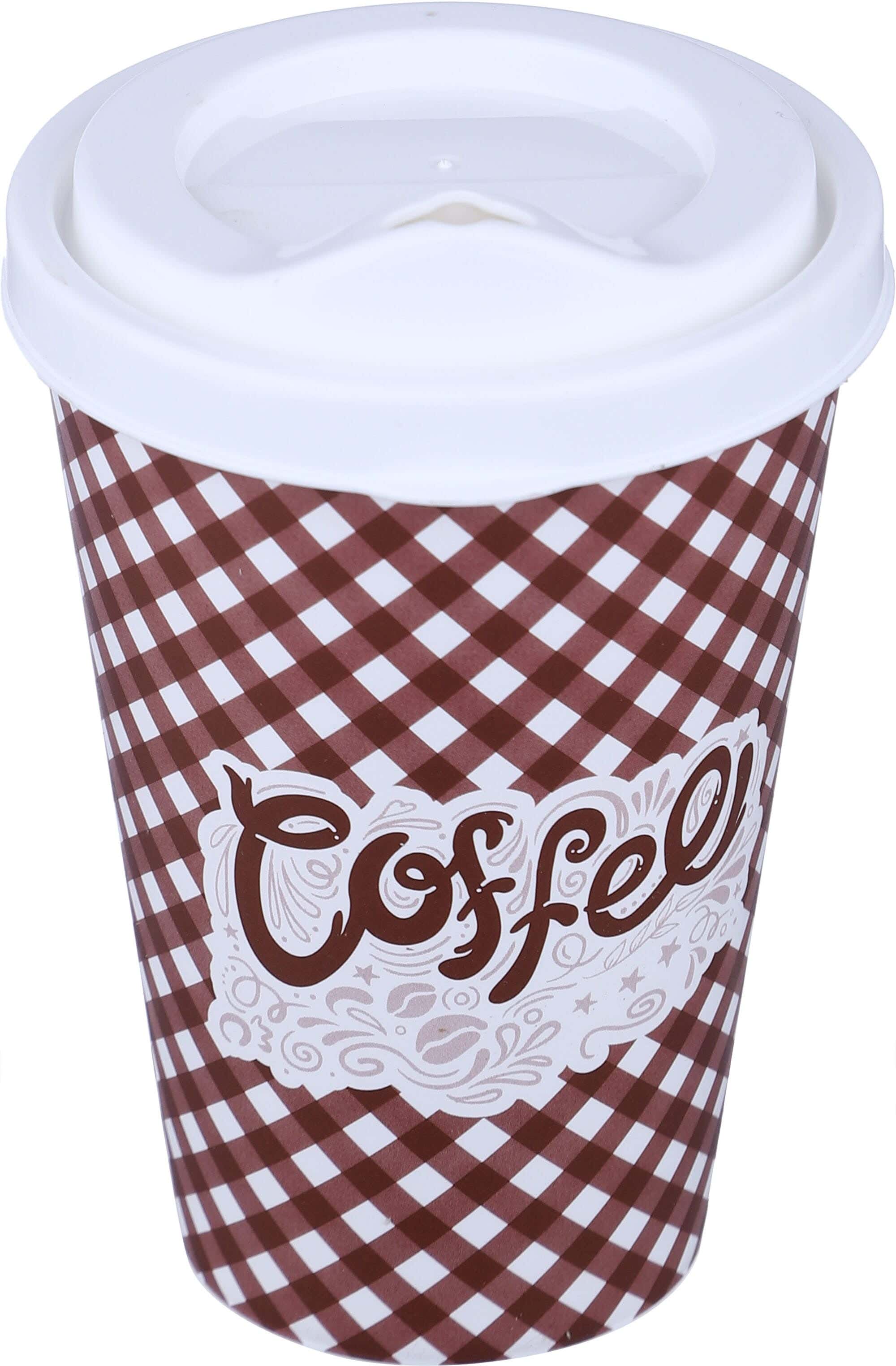 Elite Hot Drinks Cup with Lid, 400 ml - Brown White