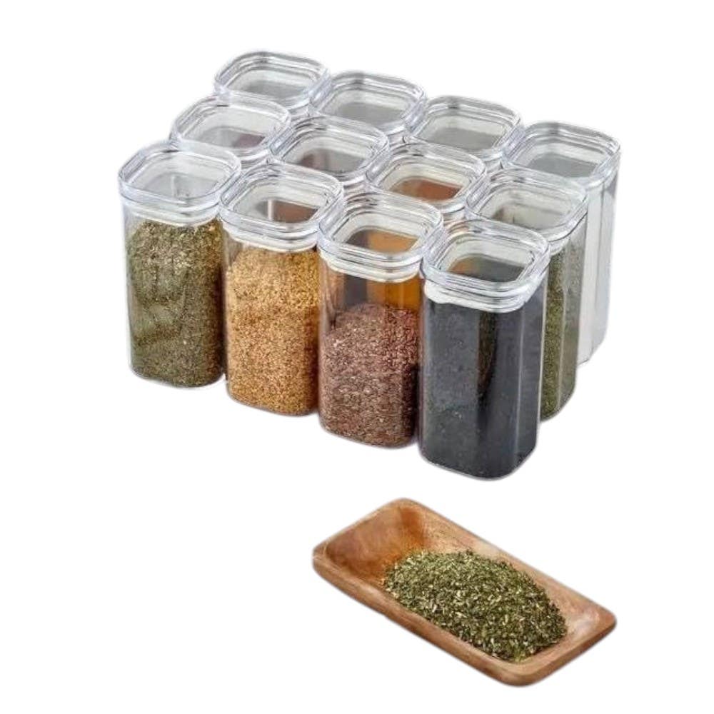 Acrylic And Silicone Legumes Container Set , 12 Pieces , 250 Ml - Clear