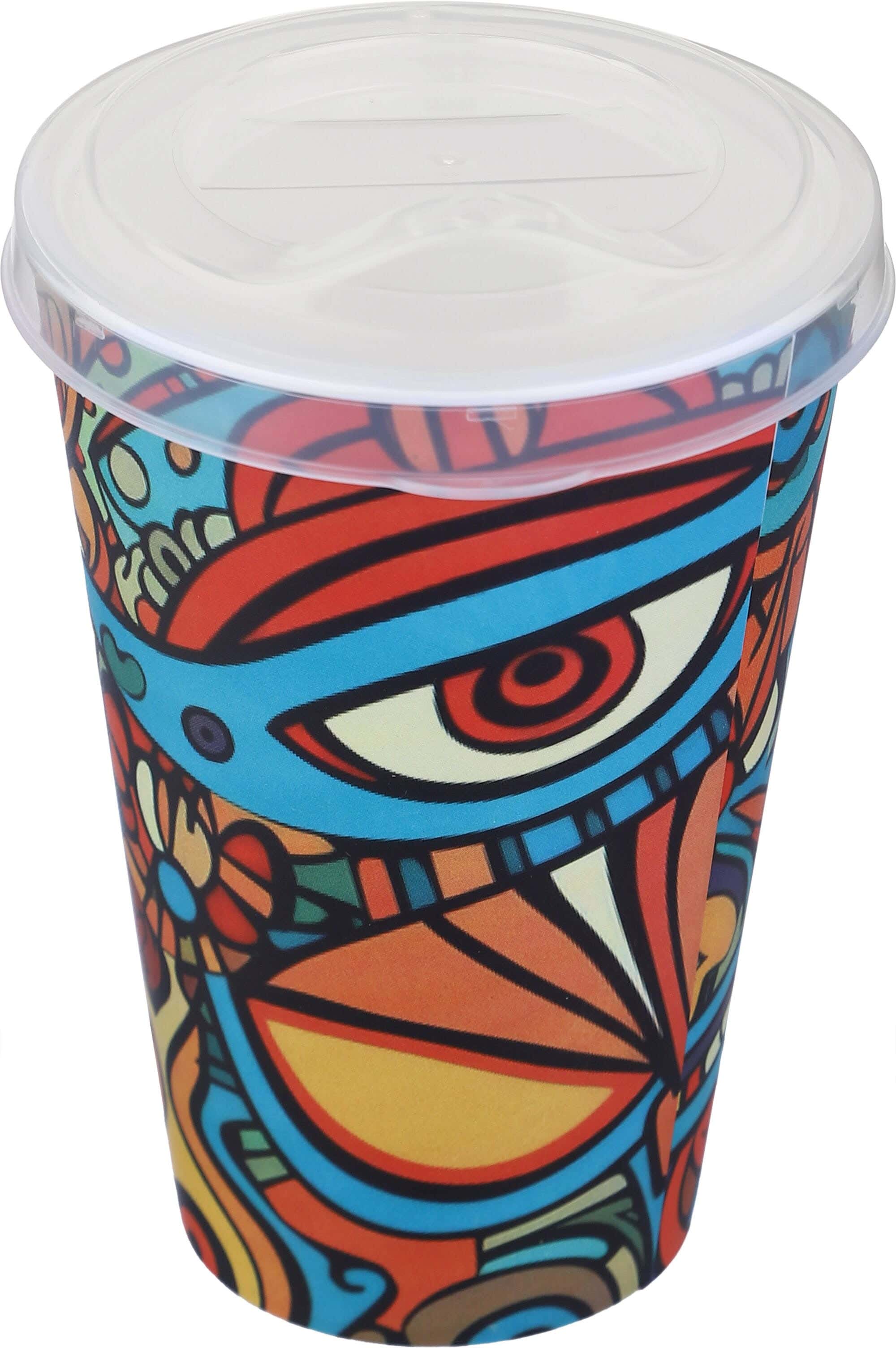 Elite Hot Drinks Cup with Lid, 400 ml - Multicolor