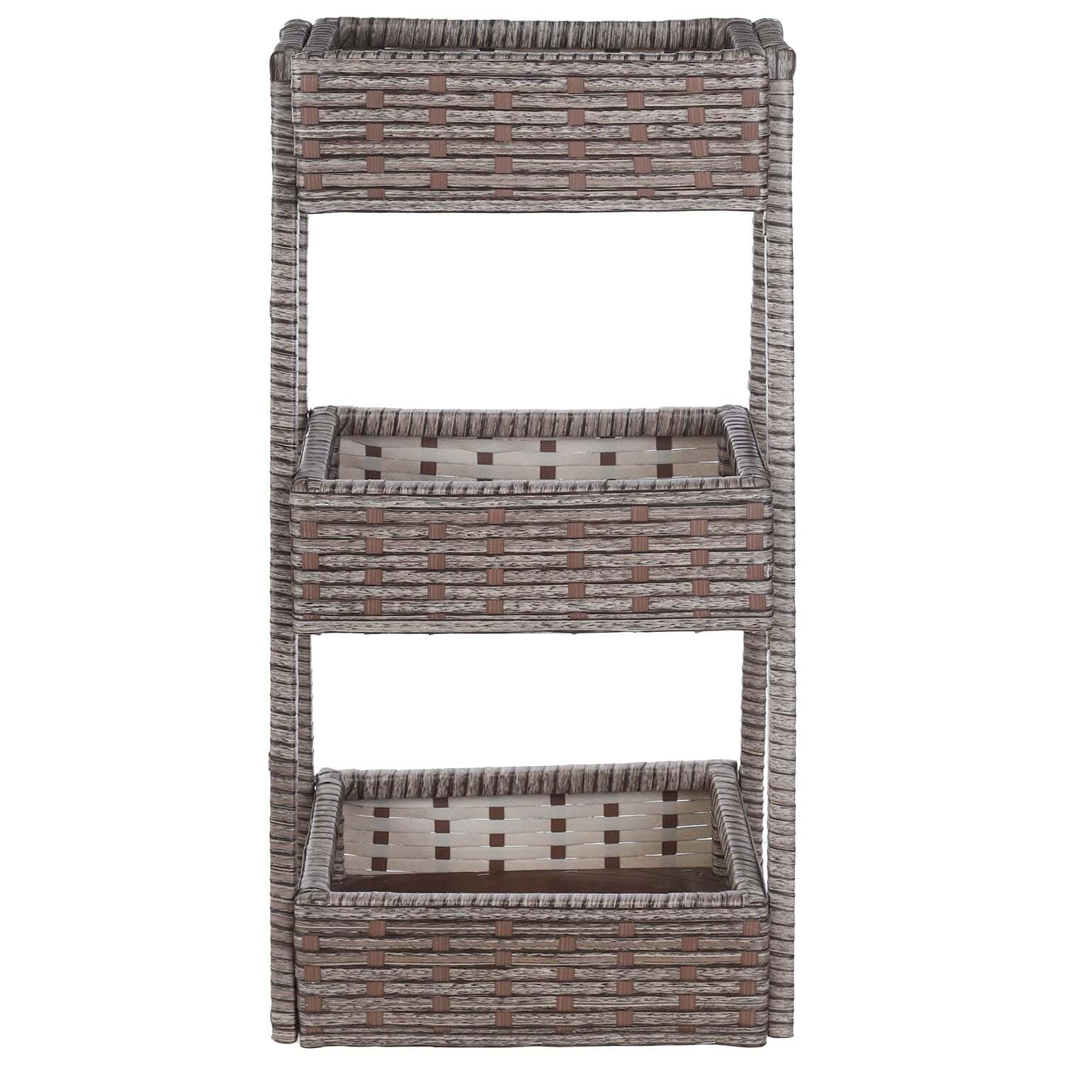 Rectangular Turbo Rattan, 3 Layers, 29x42x80 cm - Grey Beige