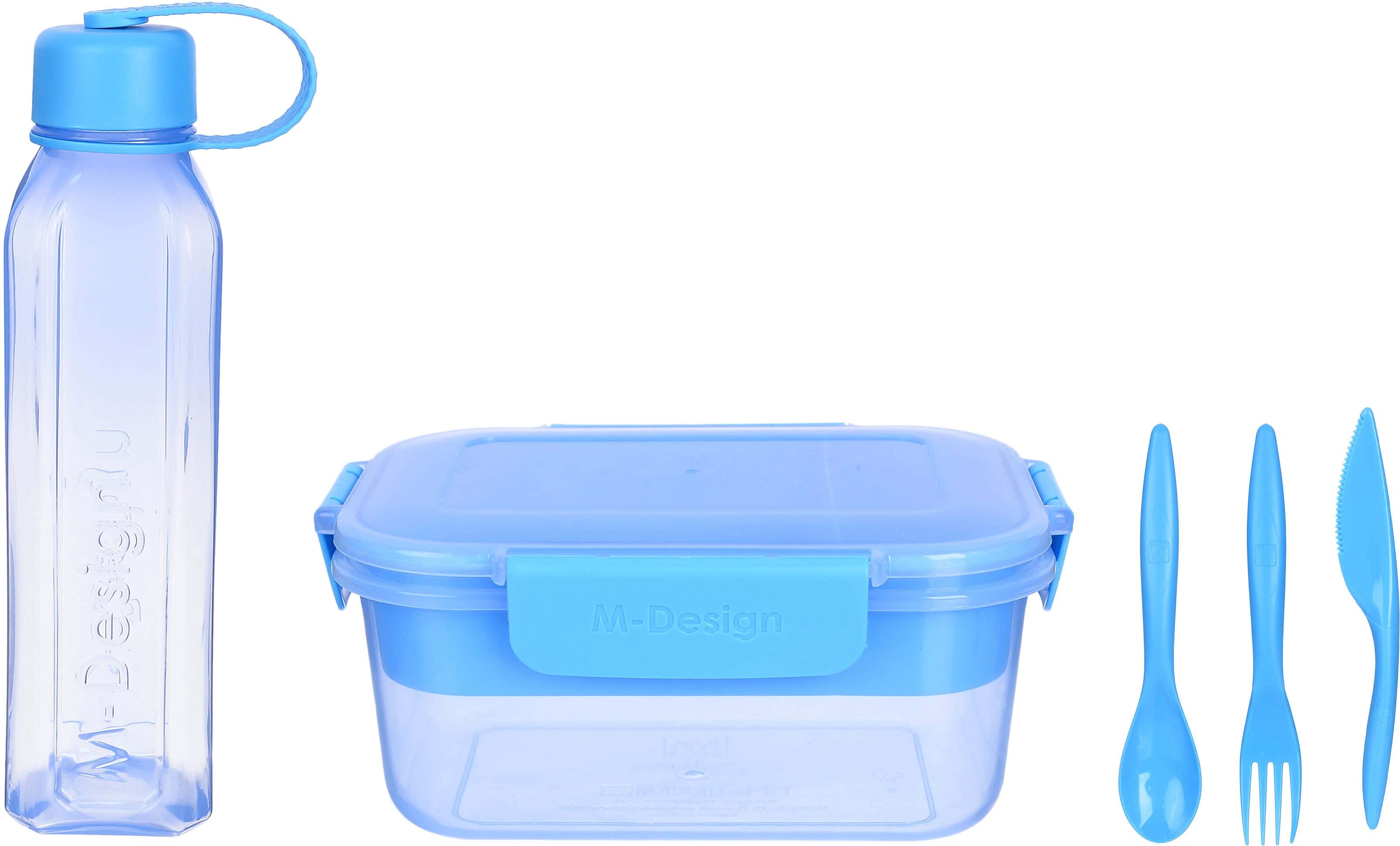 M Design Plastic Lunch Box Set, 5 Pieces - Blue