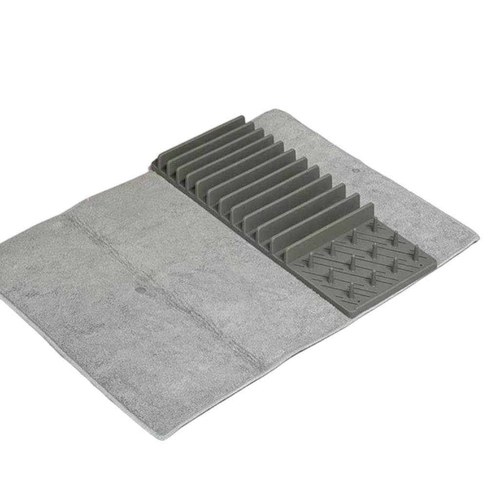 Foldable Microfiber And Steel Dish Drying Rack , 66X46 Cm - Grey