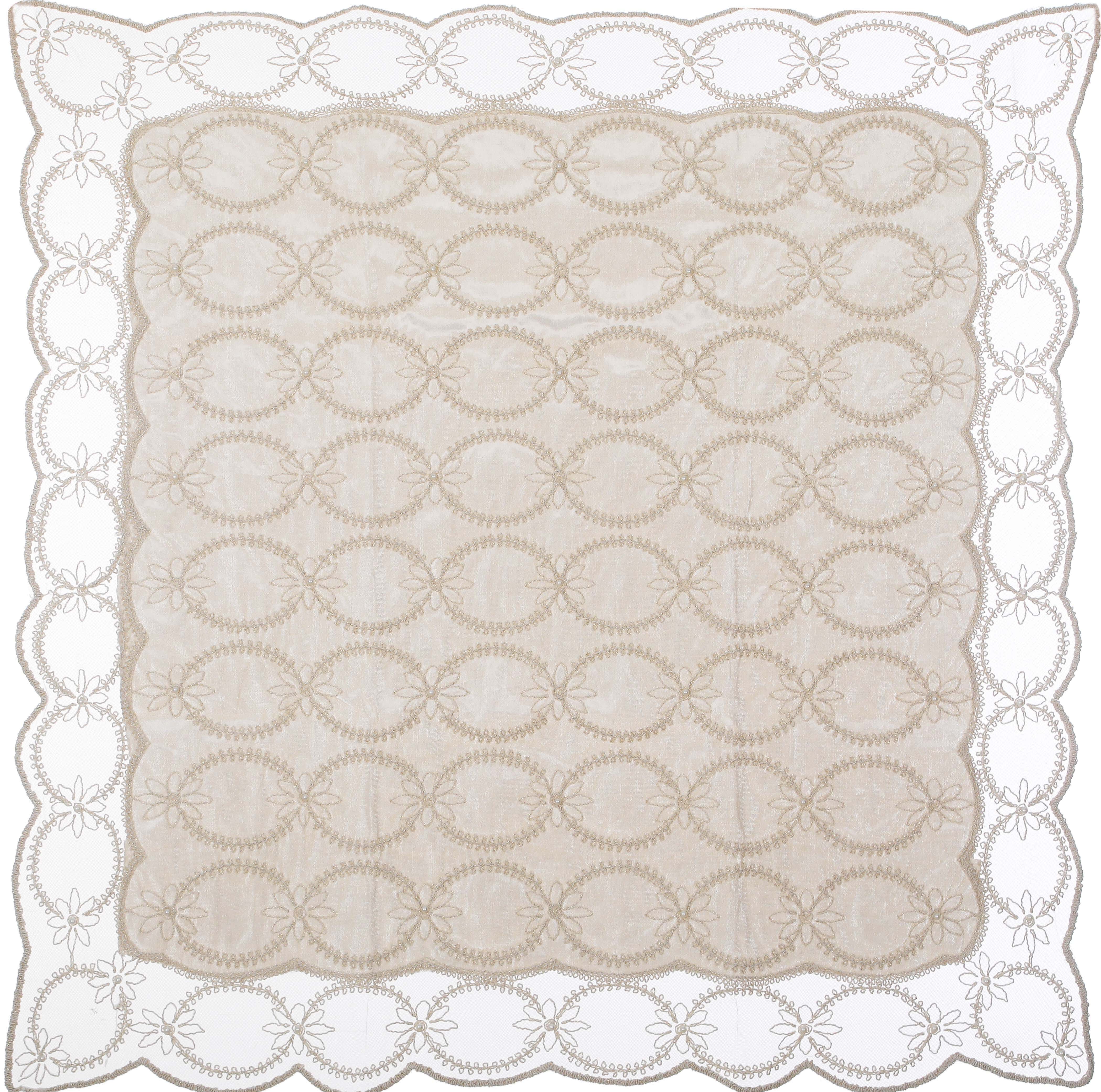 Velvet Square Tablecloth, 95x95 cm, Approximately 310 gm - Beige