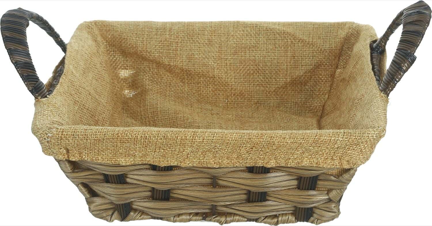 Falmer Square Metal Bread Basket, 29.5×22×8 cm - Brown Beige