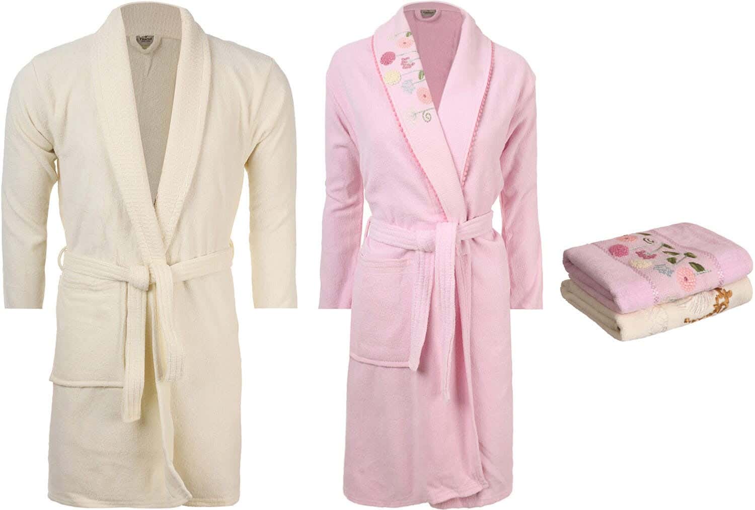 Tiland Cotton Bathrobe Set, 6 Pieces - Beige Rose