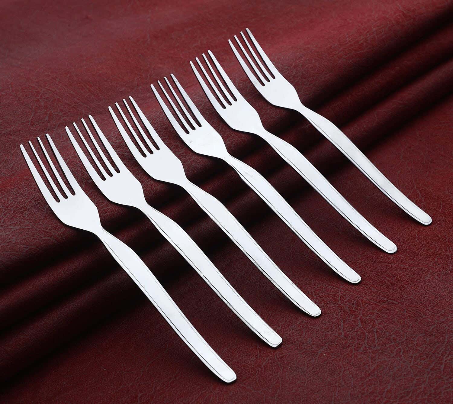 Top One Stainless Steel Cake Fork Set, 6 Pieces, 15 cm - Silver