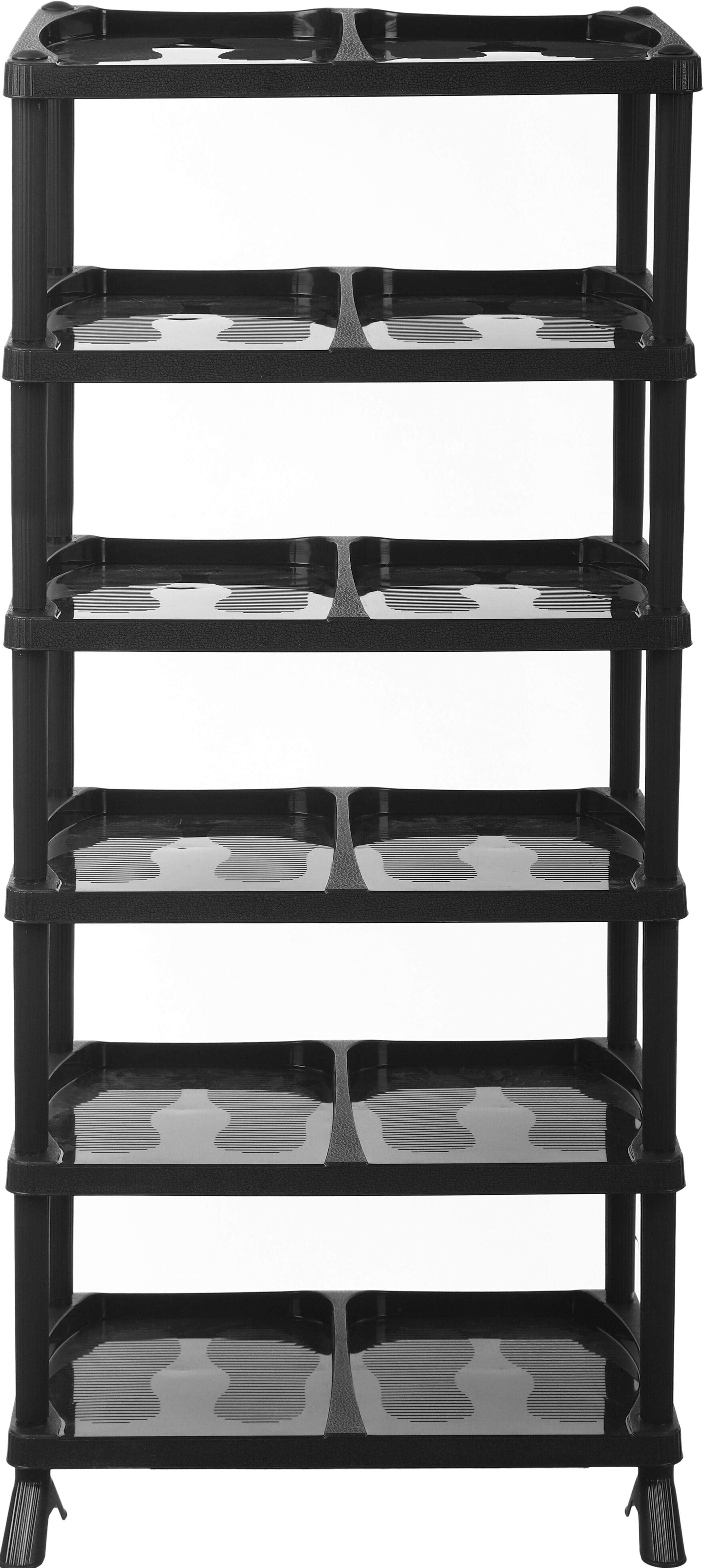 Al Wataneya Plastic Shoes Rack, 6 Levels, 48×16.5×32 cm - Dark Brown