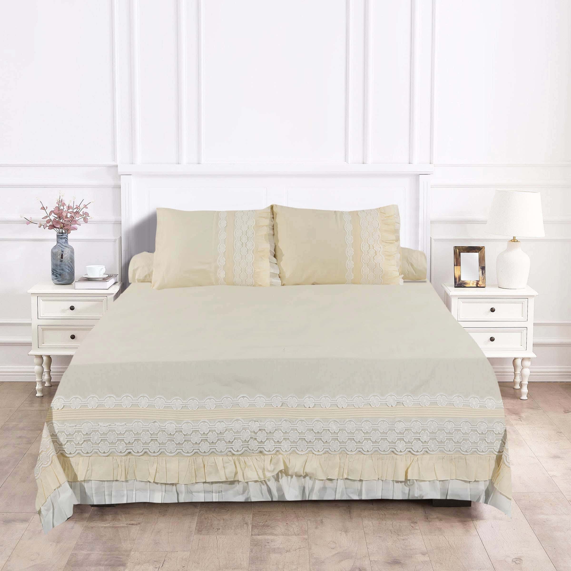 Verdi Cotton Bed Sheet Set, 4 Pieces, Approx 2600 gm, 240X270 cm - Light Orange