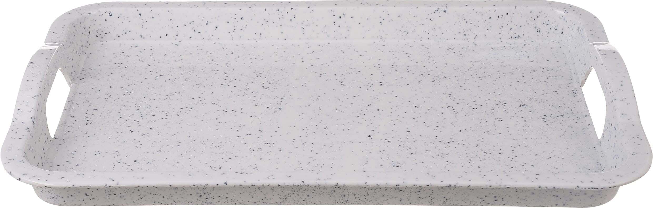 Bright Designs Rectangular Melamine Serving Tray, 55 cm - White Black