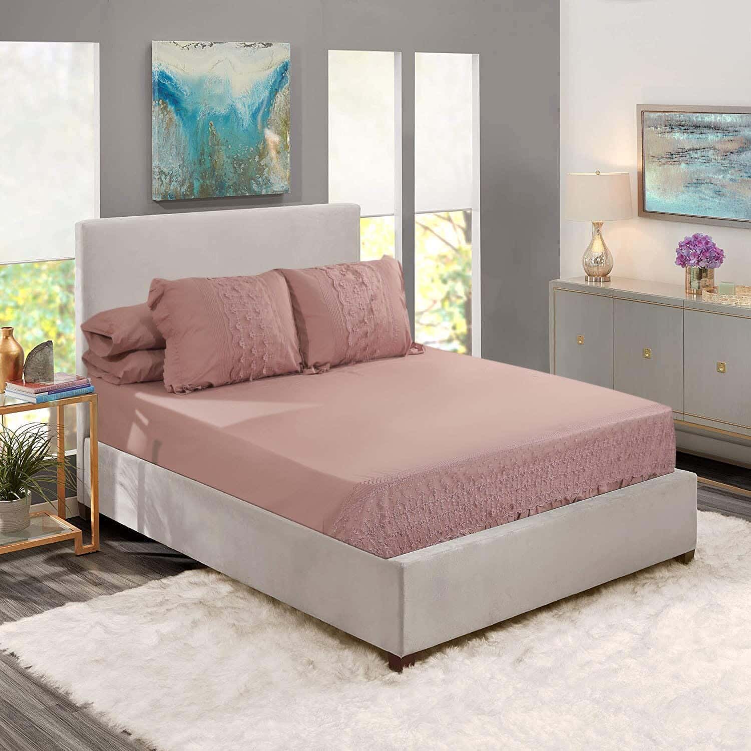 Cotton Bed Sheet set, 5 pieces, approximately 3000 grm - Kashmir