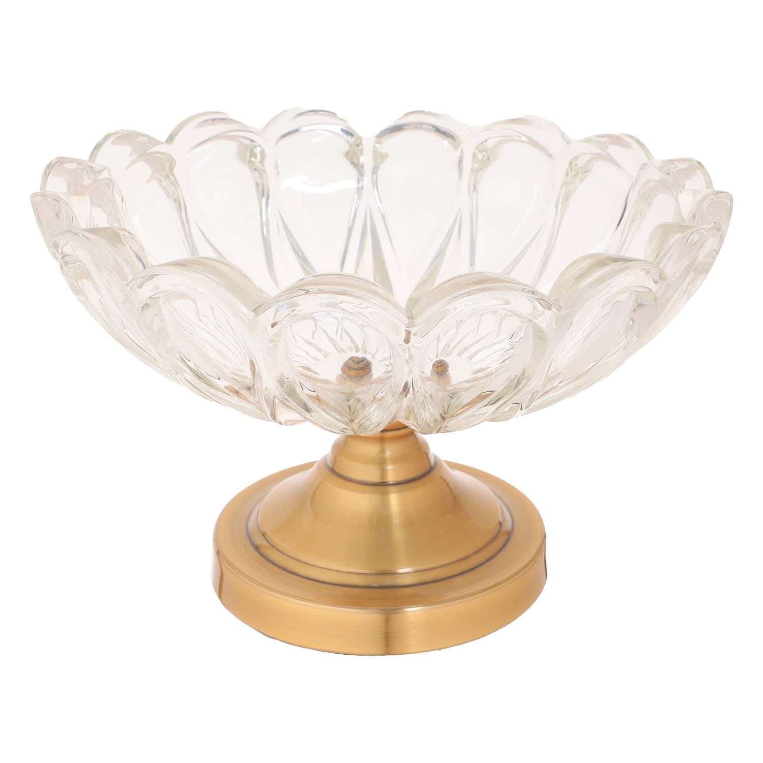 Glass Cooper Fruit Plate with Copper Base, 30cm - Clear Copper