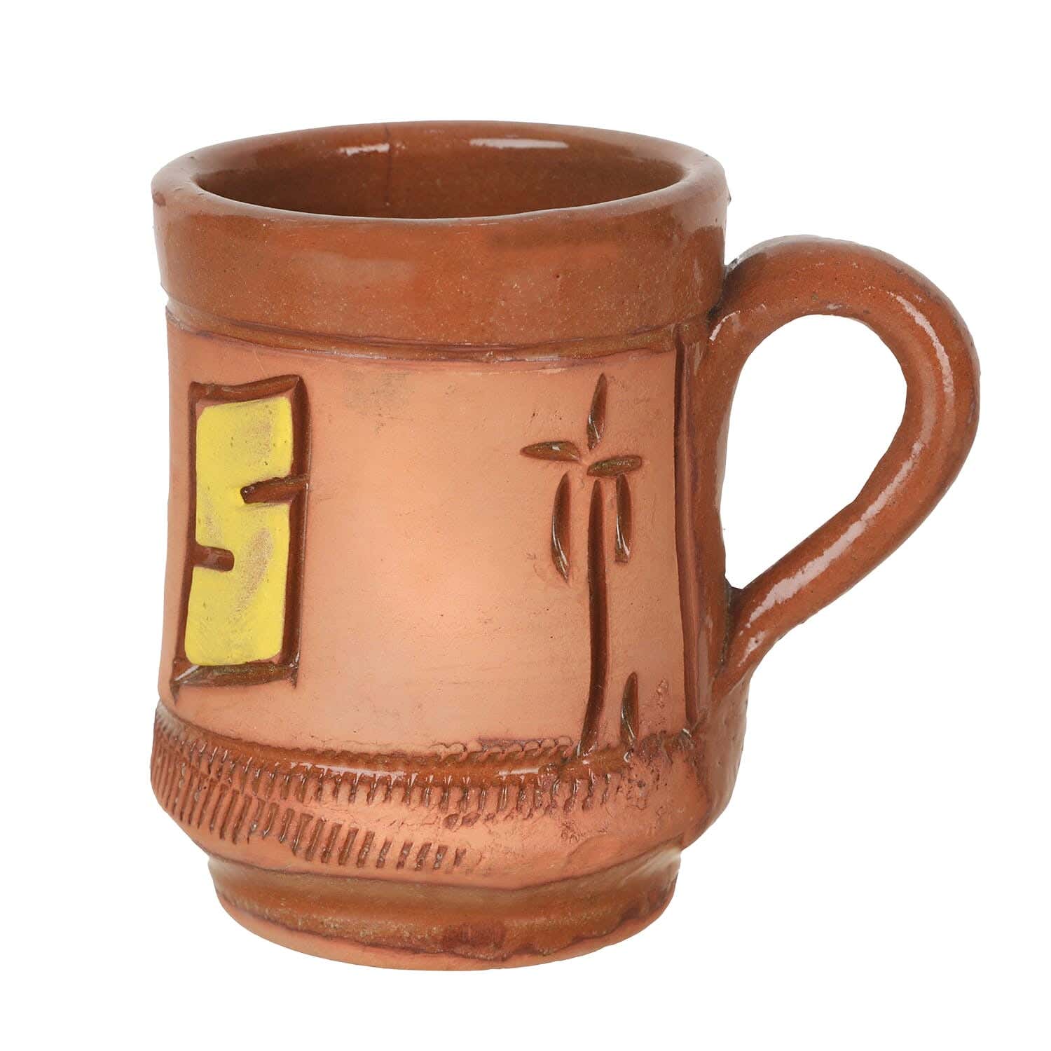 Countryside Pottery Mug, 7×9 cm - Brown