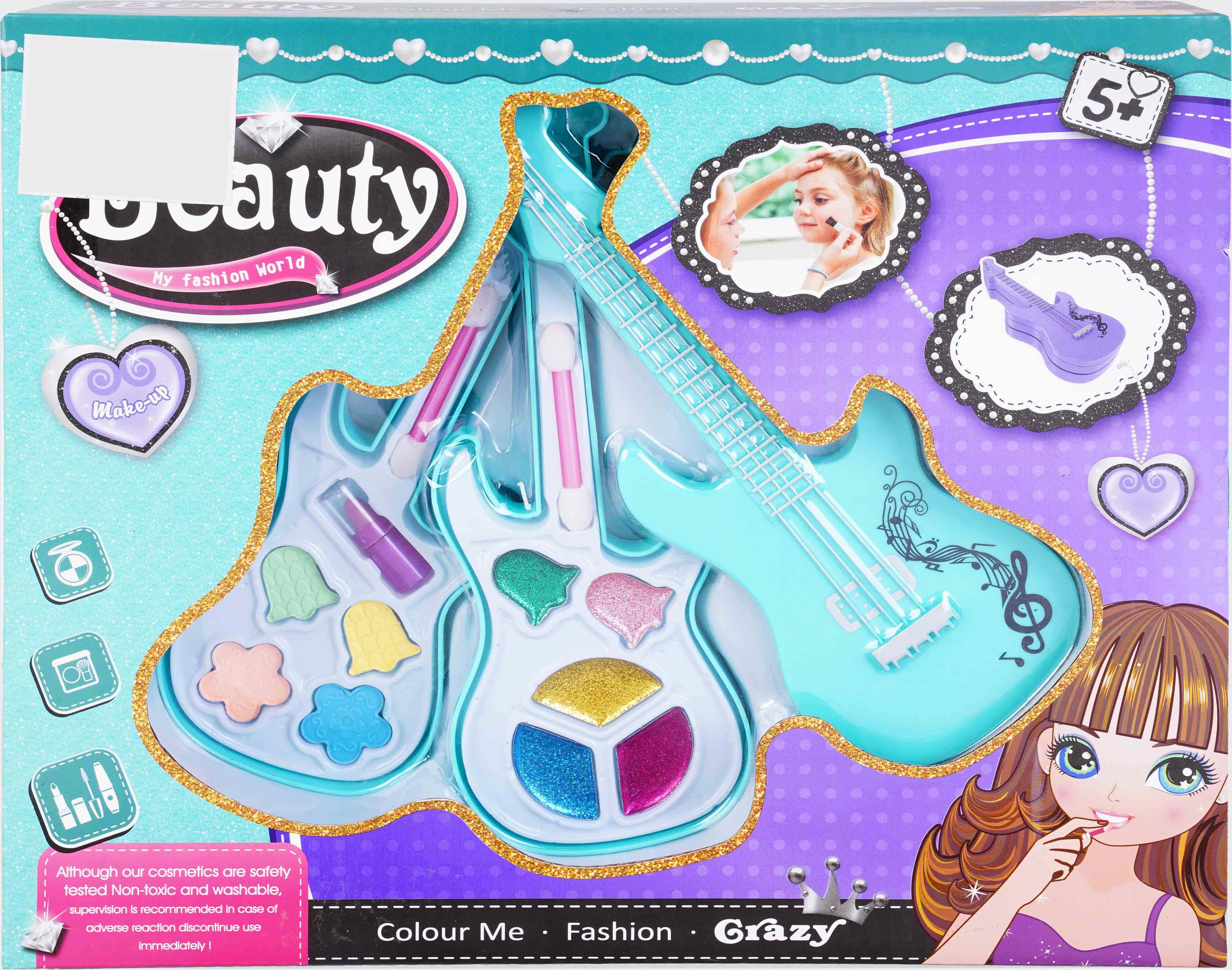 Violin Shape Makeup toy for Girls, 2 Layers - Turquoise