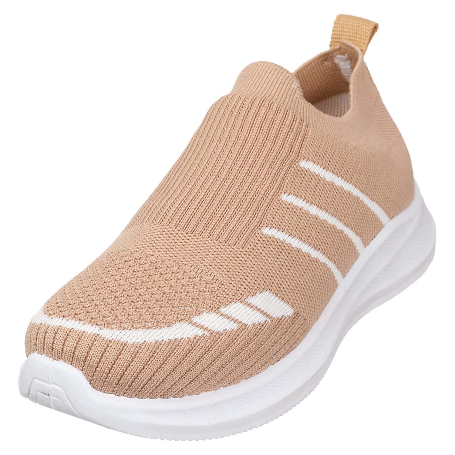 Asia Fabric Sneakers For Women- Beige White
