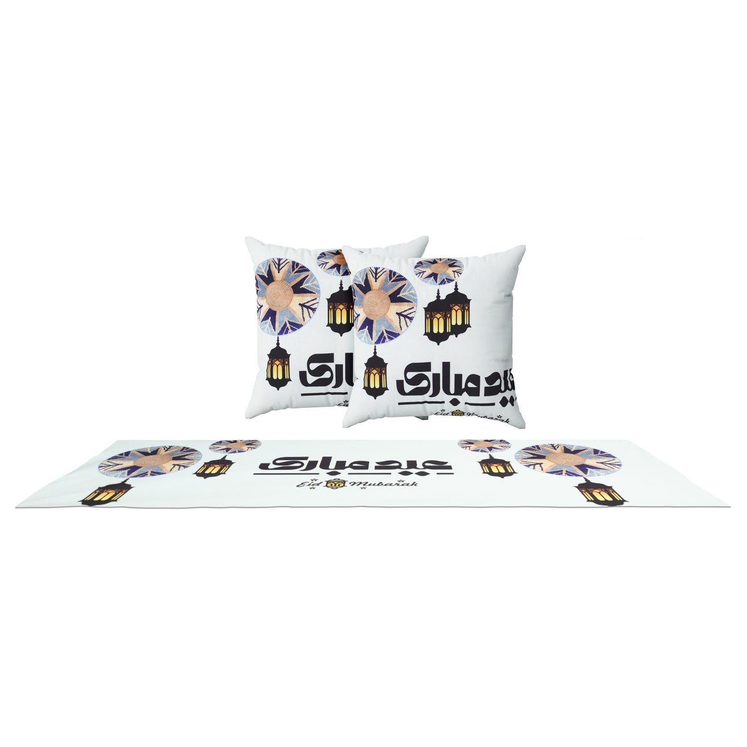 Velvet Dining Tablecloth Set, 3 Pieces - White Black