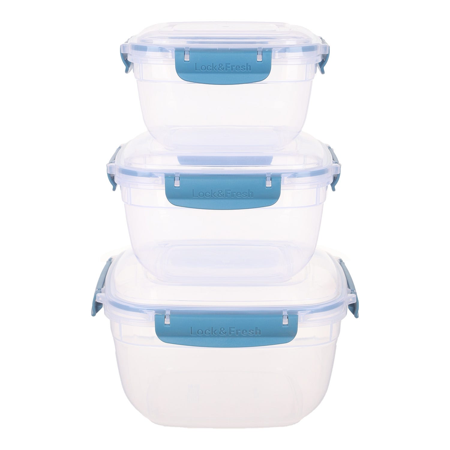Dunya Refrigerator Box, 3 Pieces - Clear Petrol