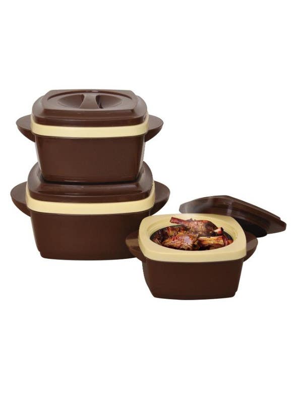 Manali Food Container Set, 3 Pieces - Brown