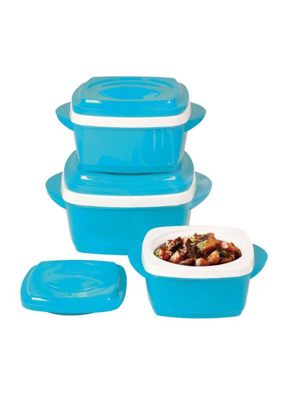 Manali Lunch Box Set, 3 Pieces - DarkTurquoise