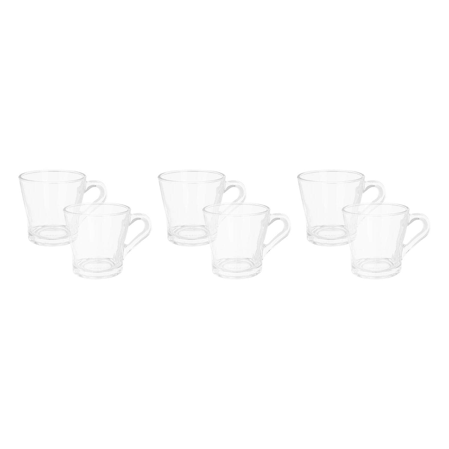 BlinkMax Glass Mug Set, 6 Pieces, 215 ml - Clear