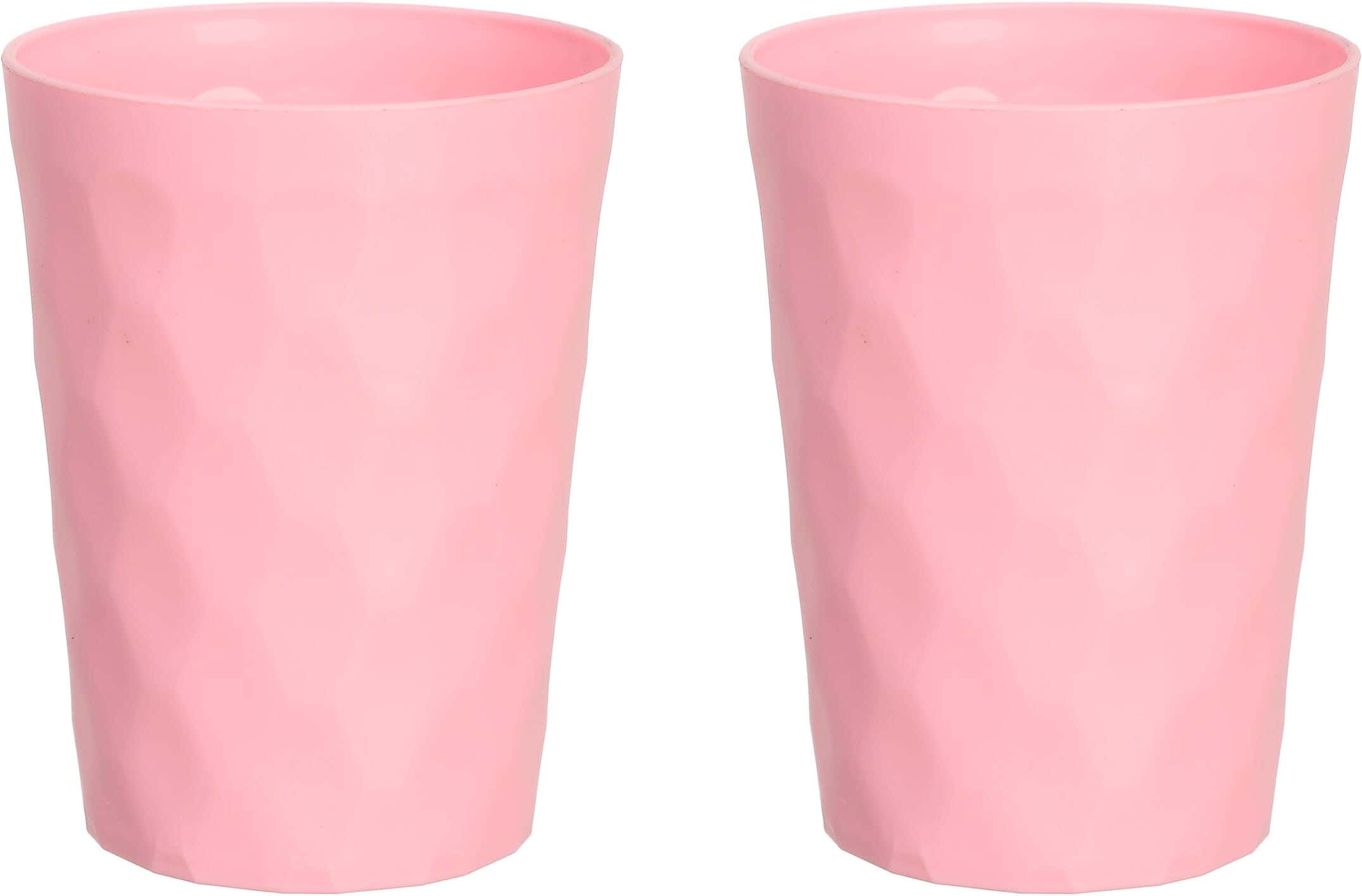 Elite Plastic Cups Set, 2 Pieces, 300 ml - Rose