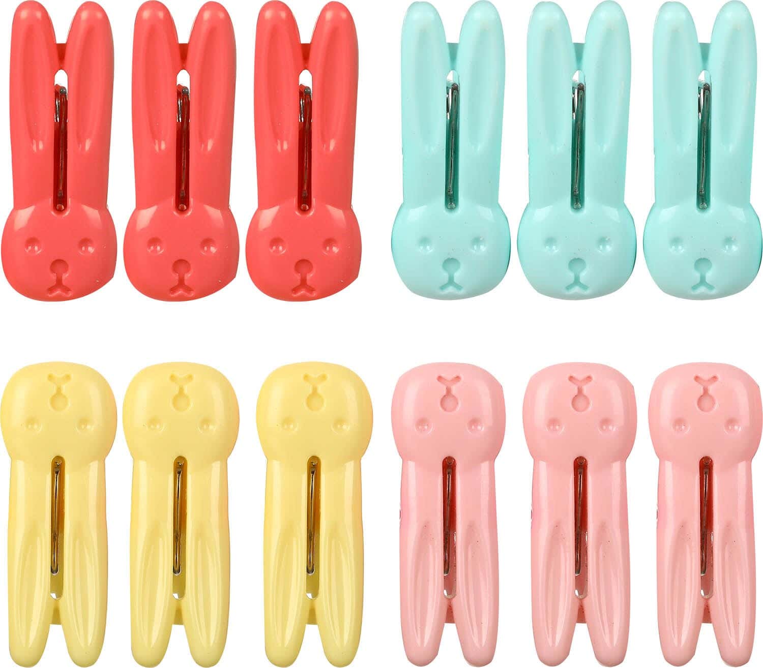 Bassiouny Plast Plastic Clip Set, 12 Pieces, 6 cm - Multicolor