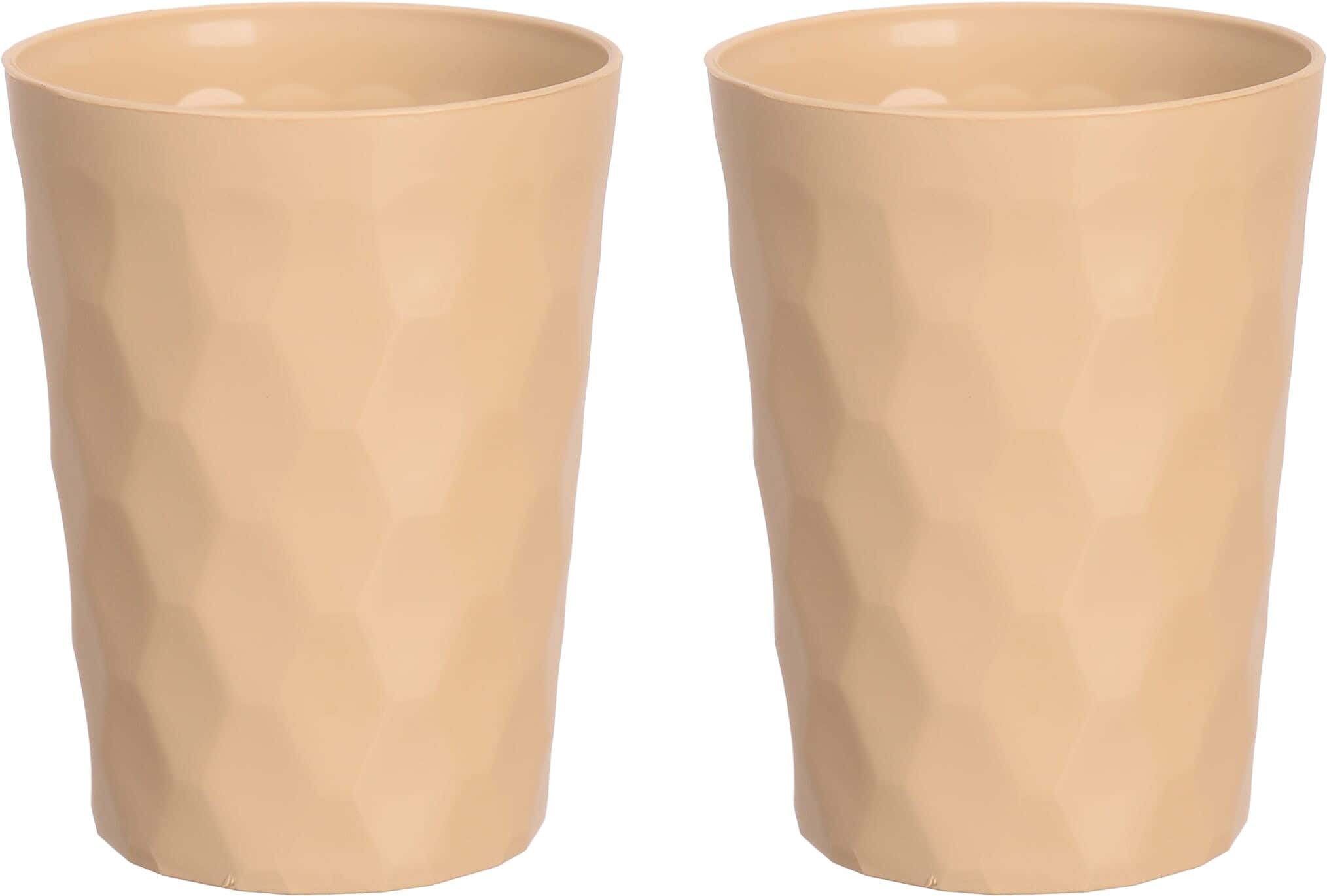 Elite Plastic Cups Set, 2 Pieces, 300 ml - Beige