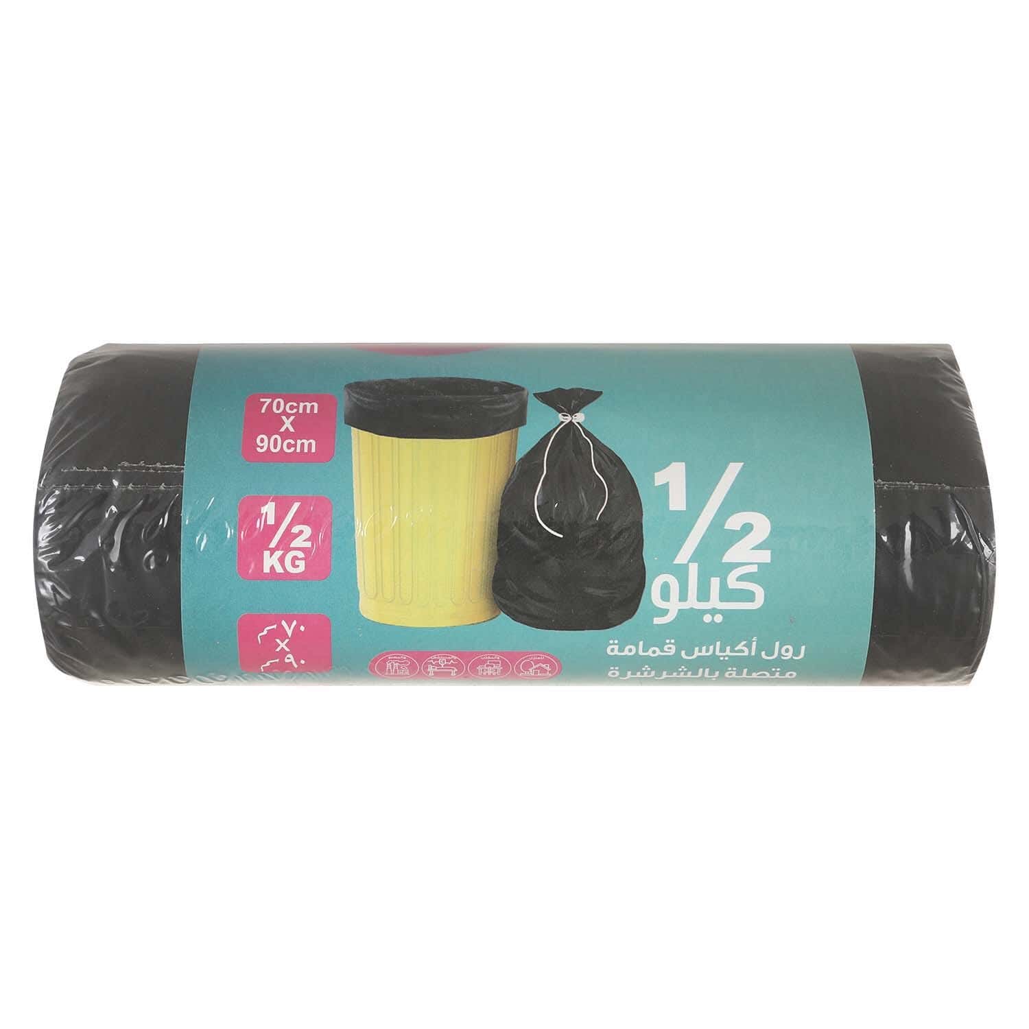 Elite Roll Plastic Garbage Bags, 1/2 Kg, 90×70 cm - Black