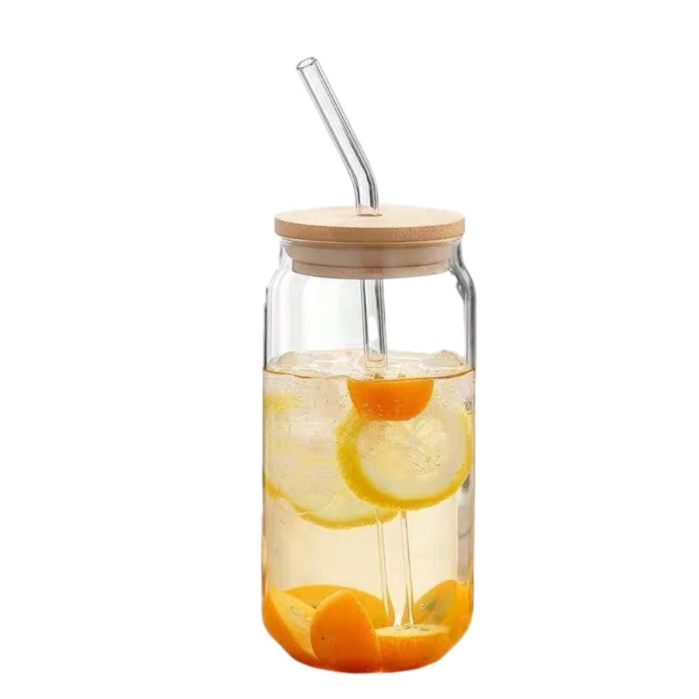 Pyrex Glass Drinks Jar With Bamboo Lid And Shalemo , 400Ml - Clear