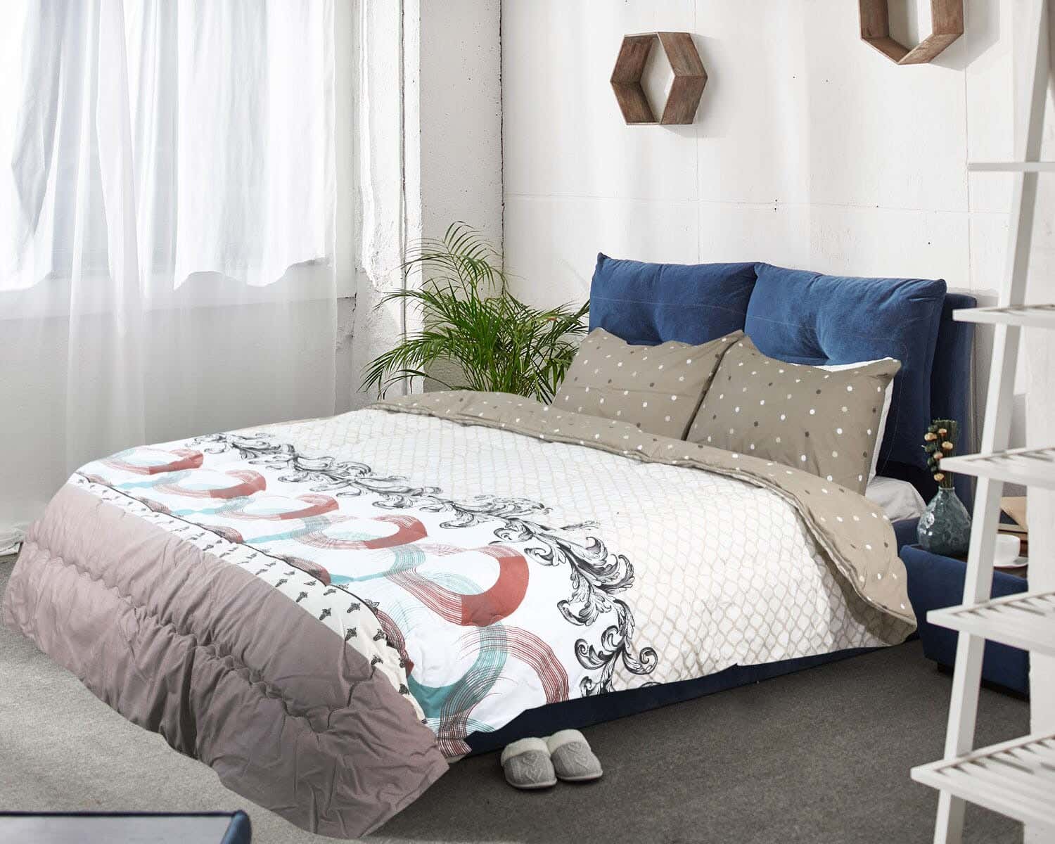Forbed Cotton Double Quilt Set, 3 Pieces, 240×225 cm - Beige