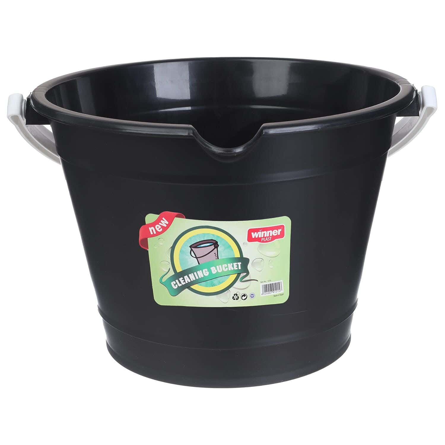 Winner Plast Plastic Round Wiping Bucket with Movable Handle, 10 Liters - Black