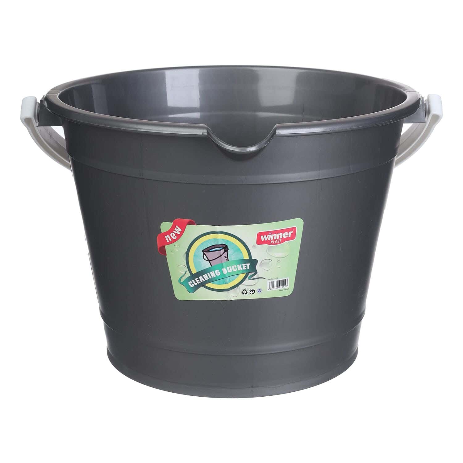 Winner Plast Plastic Round Wiping Bucket with Movable Handle, 10 Liter - Grey