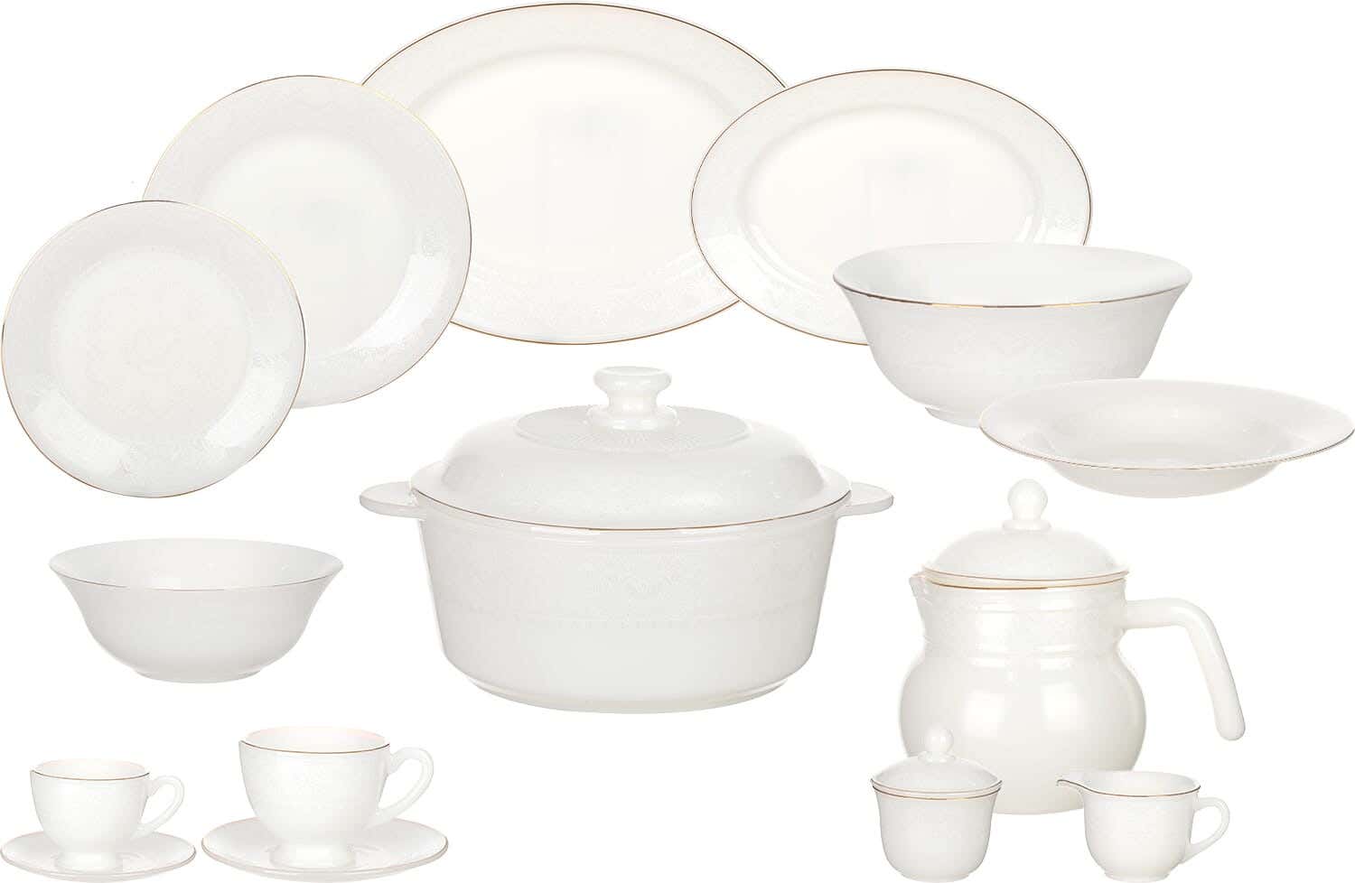 GEMYA Arcopal Round Dinner Set, 58 Pieces - White
