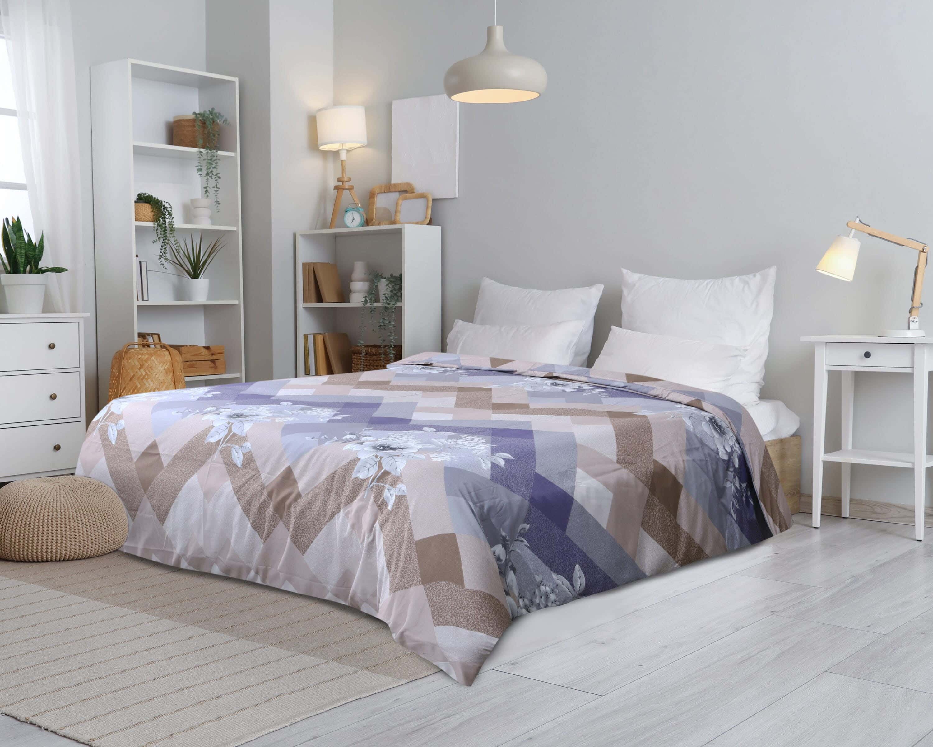 Forbed Microfiber Quilt Cover, 240×240 cm, 1500 gm - Multicolor