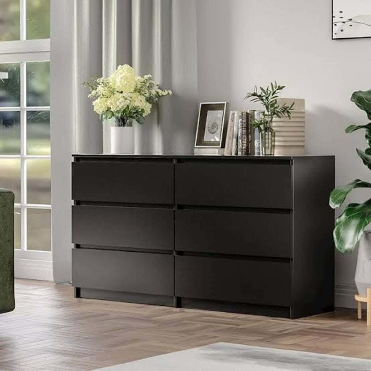 Mdf Wooden Drawer, 120×70×40 cm - Black