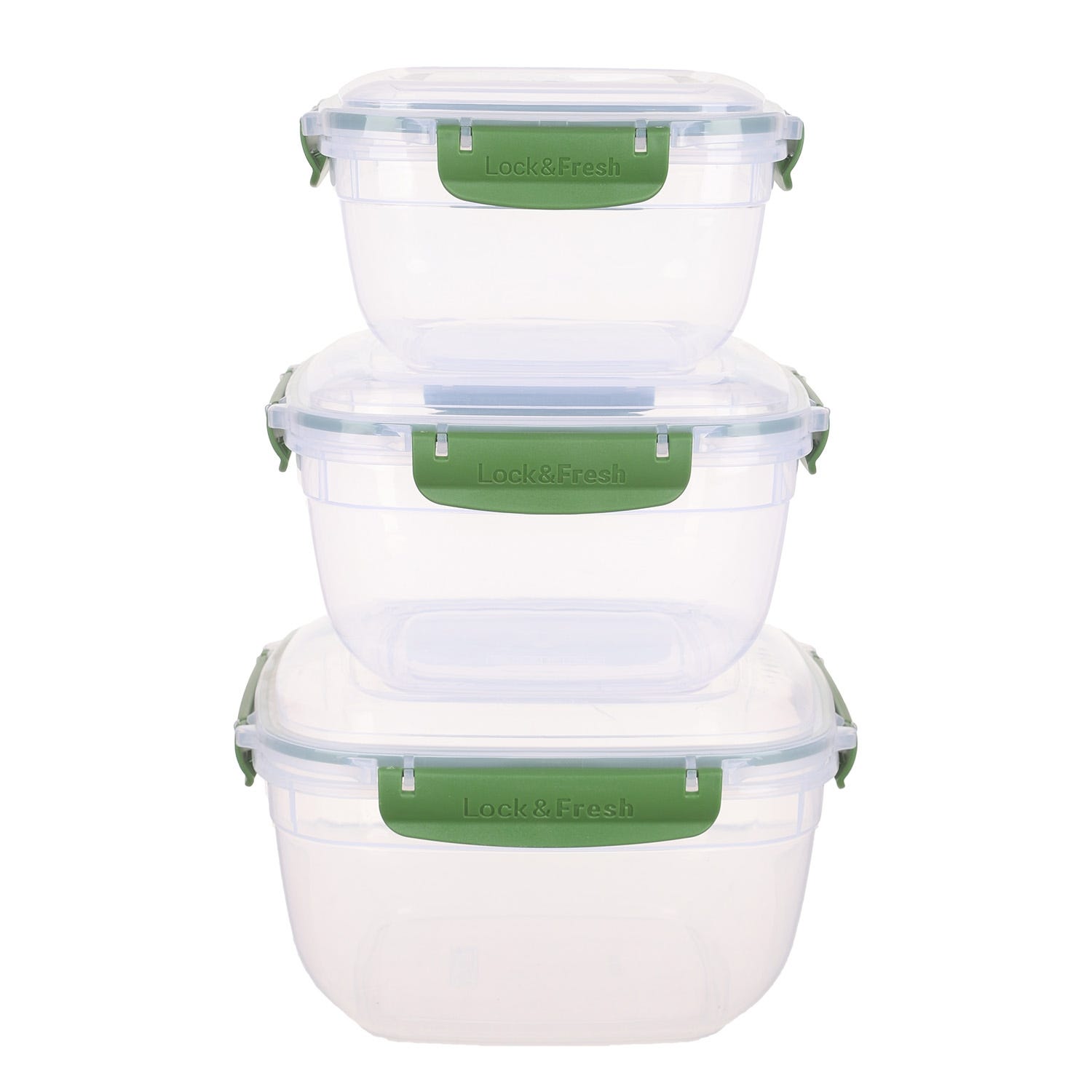 Dunya Refrigerator Box, 3 Pieces - Clear Olive