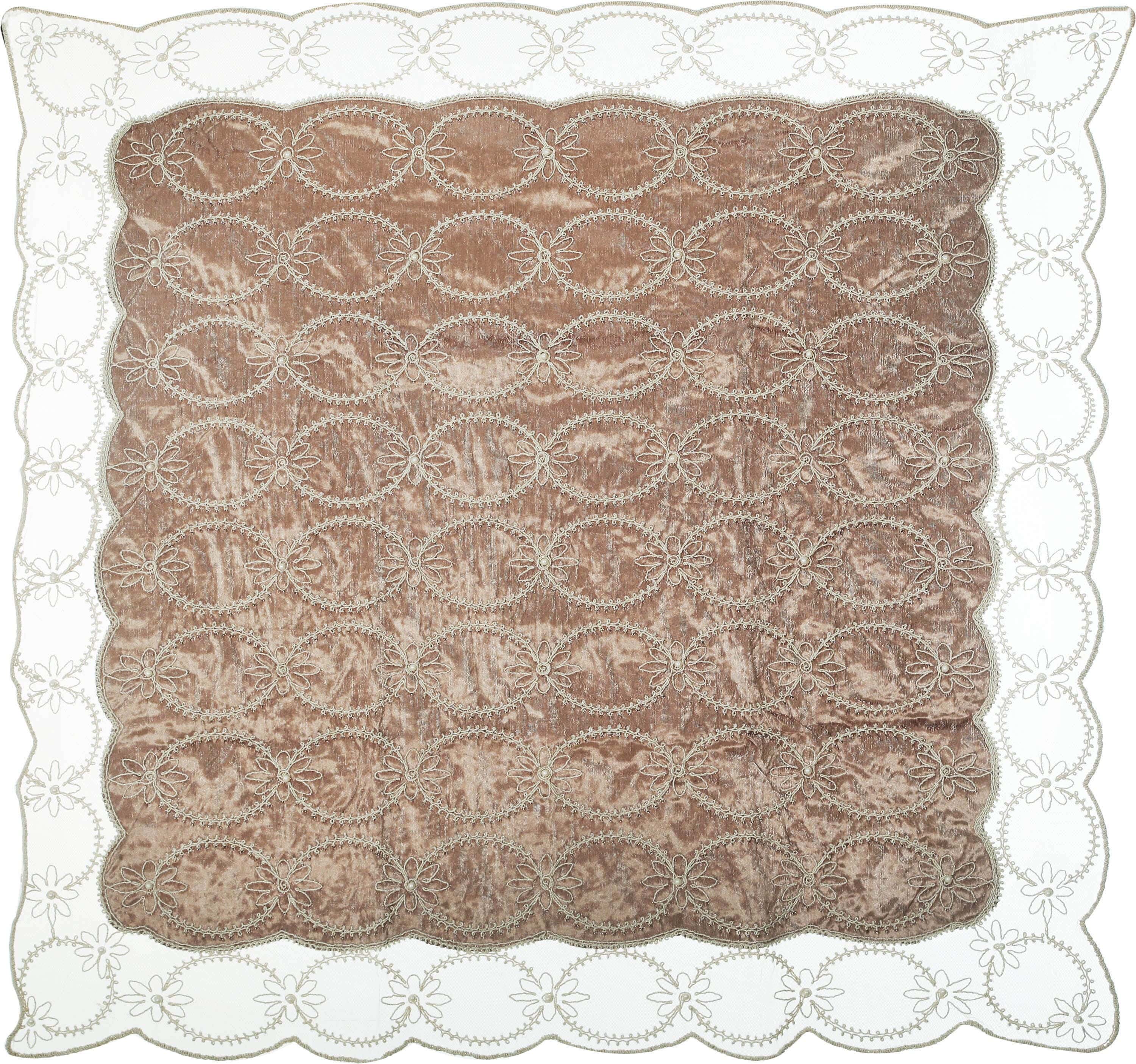 Velvet Square Tablecloth, 95x95 cm, Approximately 310 gm - Brown